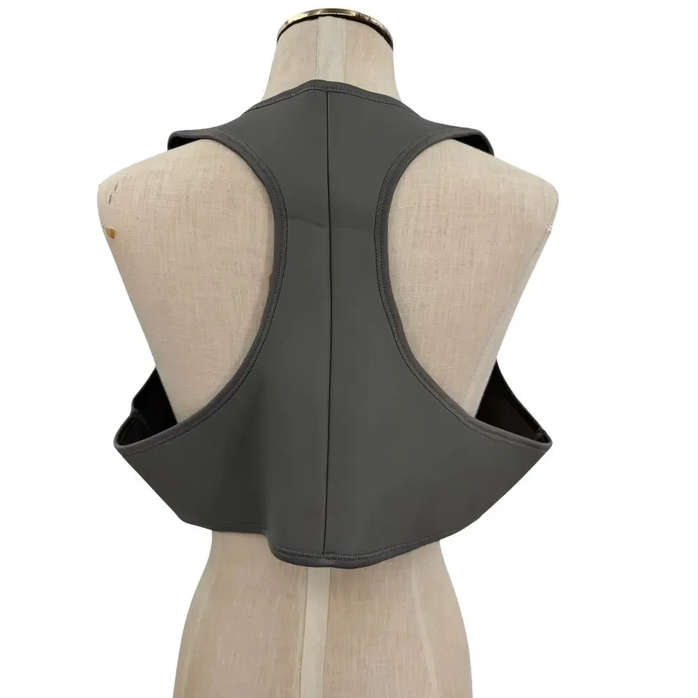 SKIMS Rubberized Scuba Swim High Neck Bikini Top Gray Chalk 3X NWT